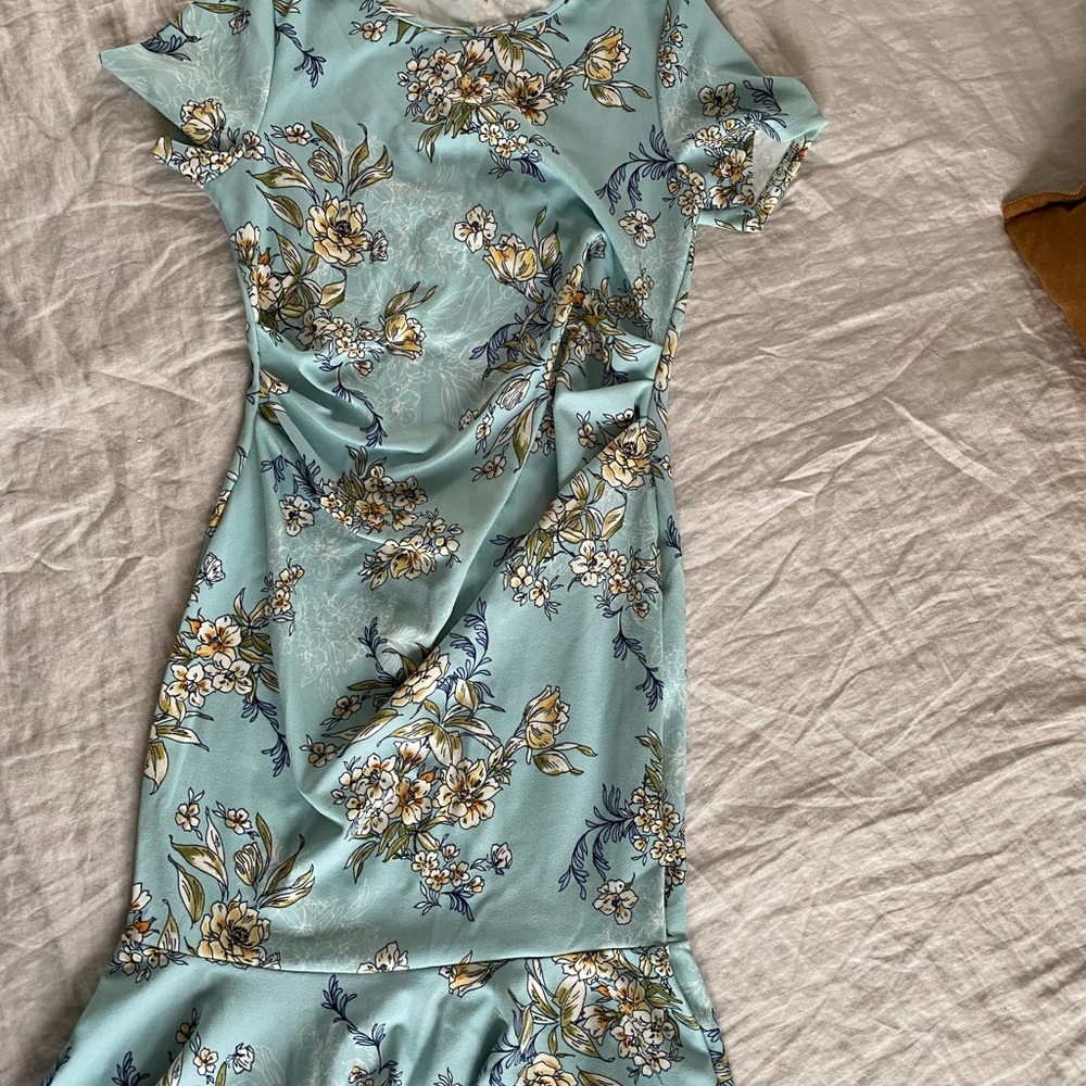 Light Blue Floral Maternity Dress - medium